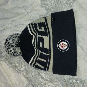 Winnipeg Jets Navy Blue Embroidered Logo Winter Pom Pom Toque